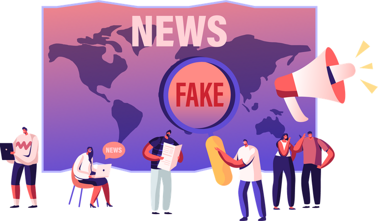 People reading fake news  Illustration