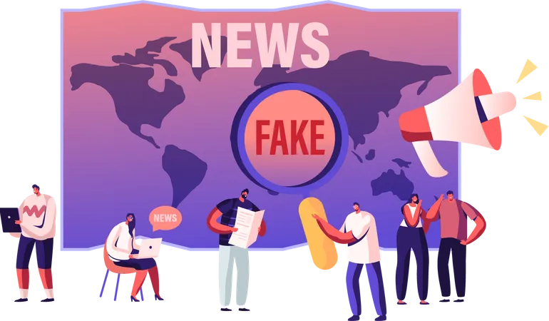 People reading fake news  Illustration