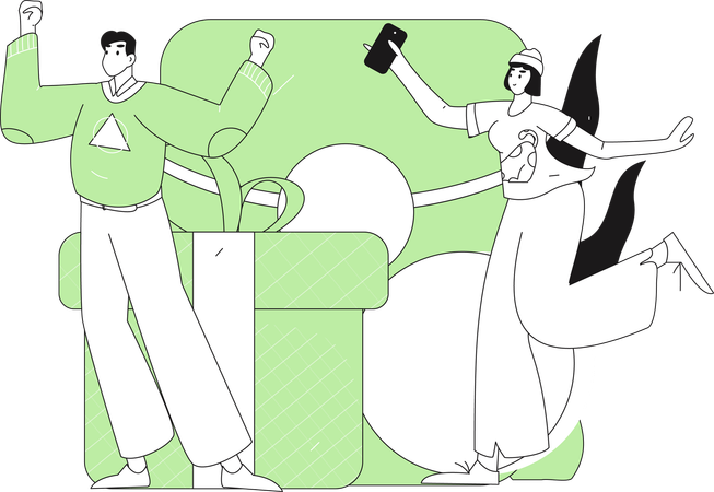 People receives ang pow card  Illustration