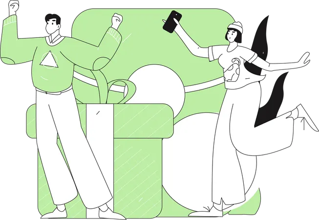 People receives ang pow card  Illustration