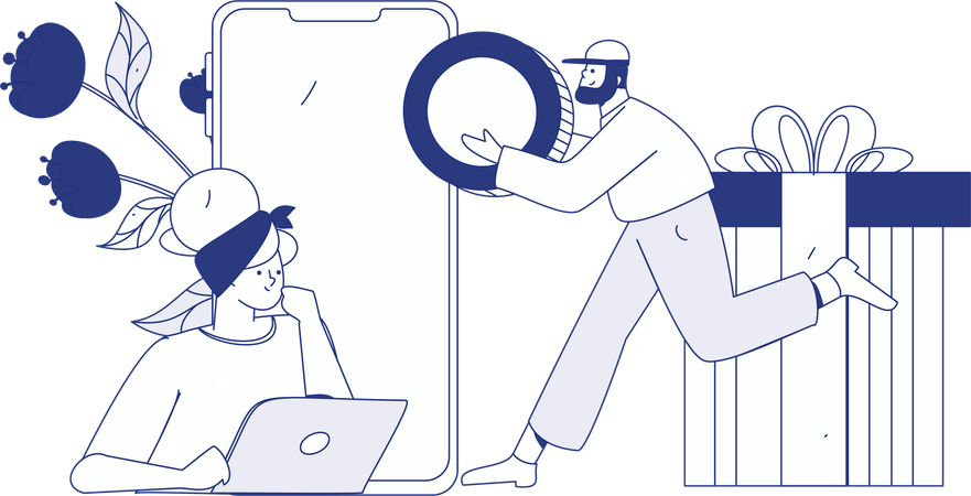 People receives shopping gifts  Illustration