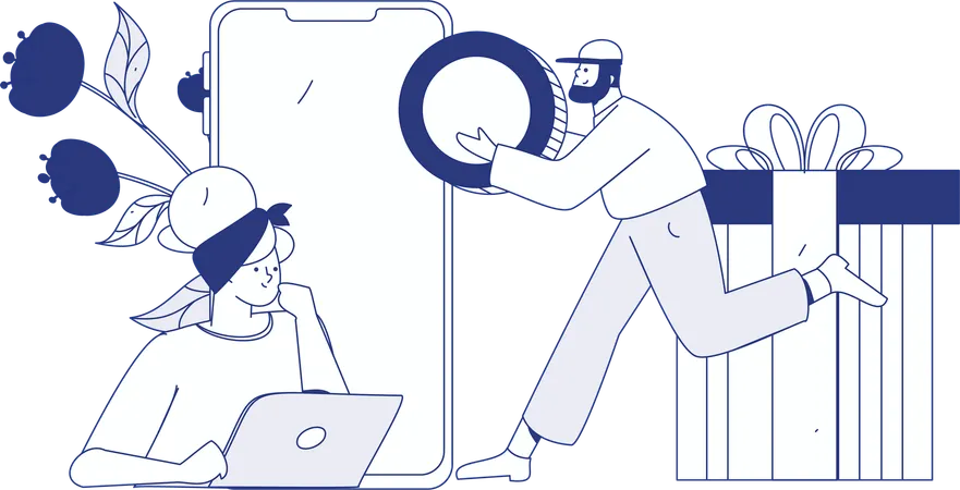 People receives shopping gifts  Illustration