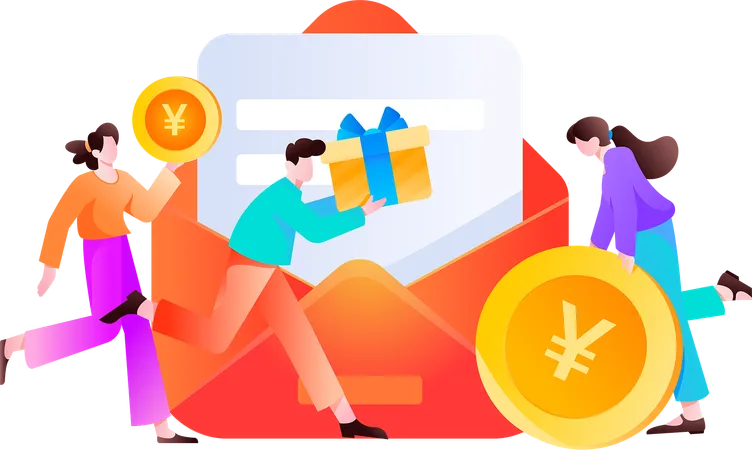 People receives shopping mails from website  Illustration