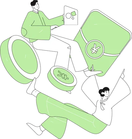 People receiving traditional card reward on special occasion  Illustration
