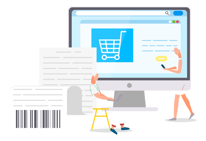 People recieve recipt for online payment  Illustration