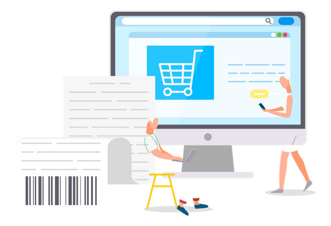 People recieve recipt for online payment  Illustration