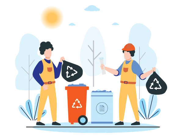 People recycling waste  Illustration