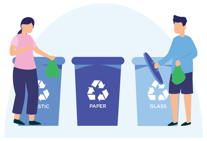 People Recycling Waste  Illustration