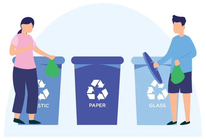 People Recycling Waste  Illustration