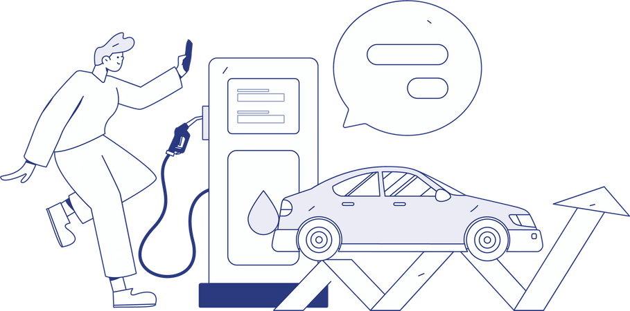People refueling car  Illustration