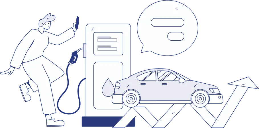 People refueling car  Illustration