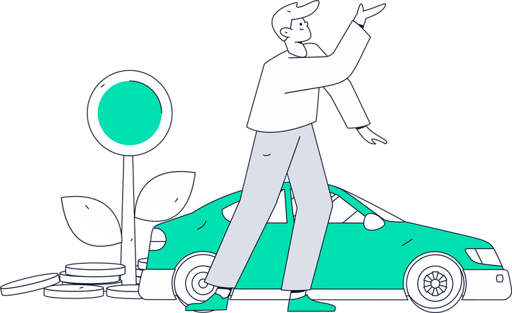 People refueling car with currency coin  Illustration