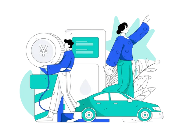 People Refuelling car  Illustration