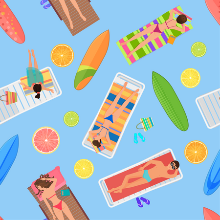 People relaxing in swimming  Illustration