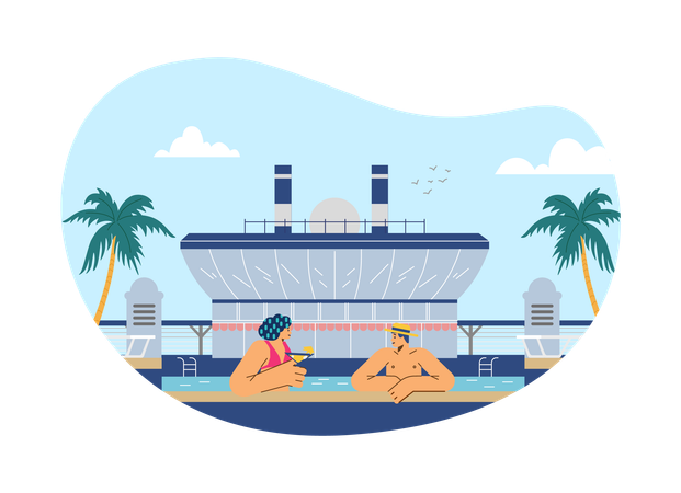 People relaxing on cruise  Illustration