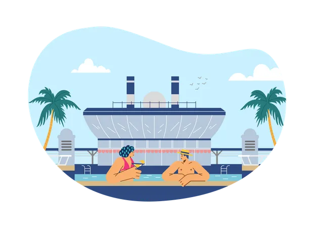People relaxing on cruise  Illustration