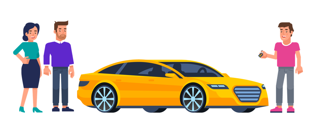 People renting car  Illustration