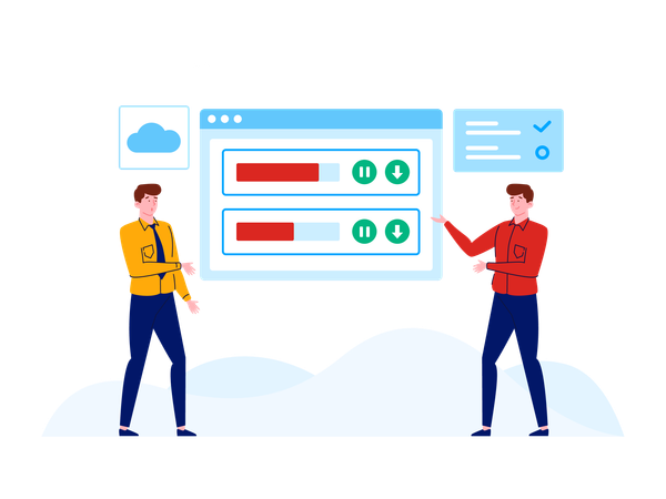 People resuming download process  Illustration