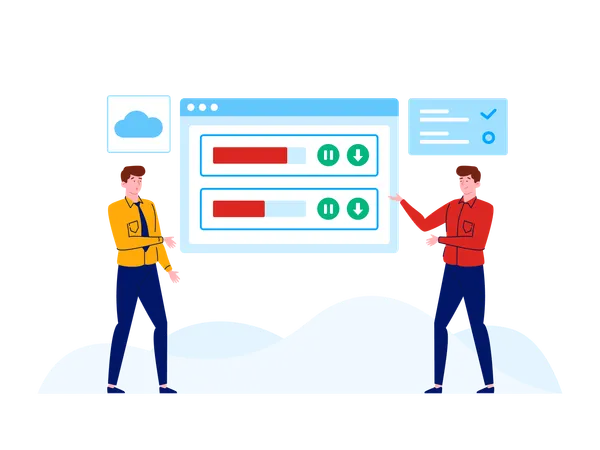 People resuming download process  Illustration