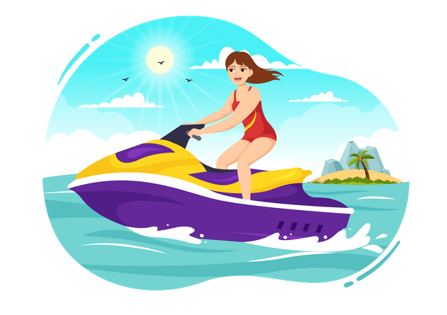 People Ride Jet Ski Illustration  일러스트레이션