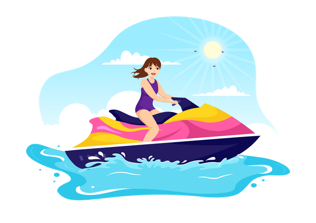 People Ride Jet Ski Illustration  일러스트레이션