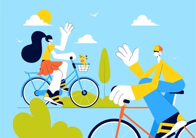 People riding bicycle on World Bicycle Day  Illustration