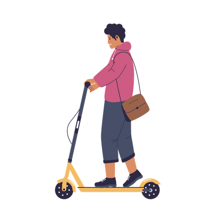 People riding electric scooters  Illustration