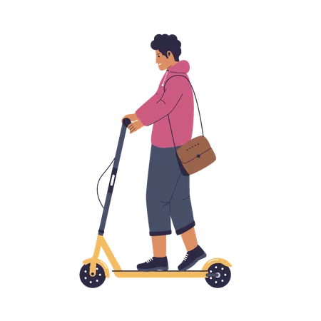 People Riding Electric Scooters Illustration