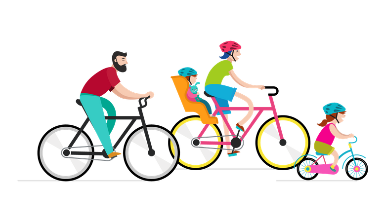 People riding on bicycles Illustration