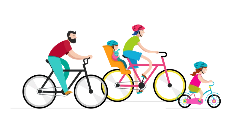 People riding on bicycles Illustration