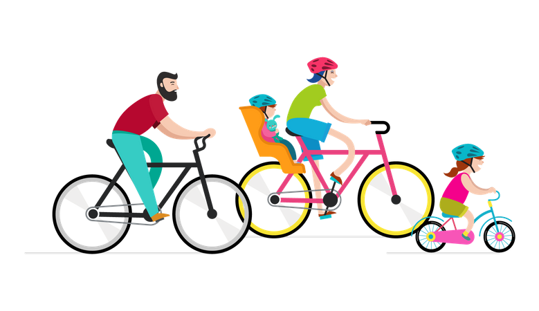 People riding on bicycles  Illustration