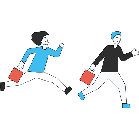 People running for discount shopping on black Friday  イラスト