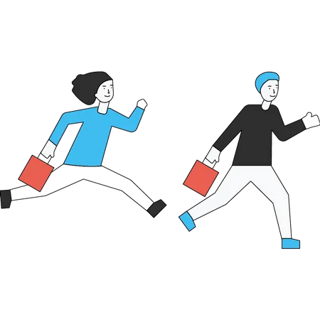 People running for discount shopping on black Friday  Illustration