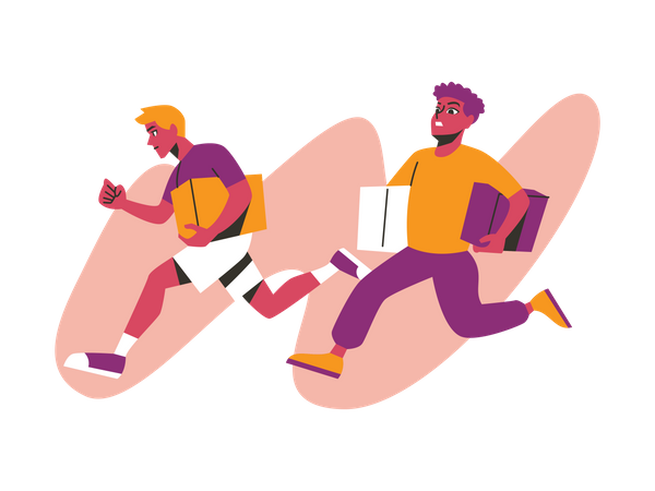 People running for discount shopping on black Friday  Illustration