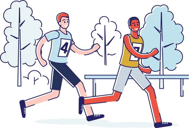 People running in a marathon Illustration