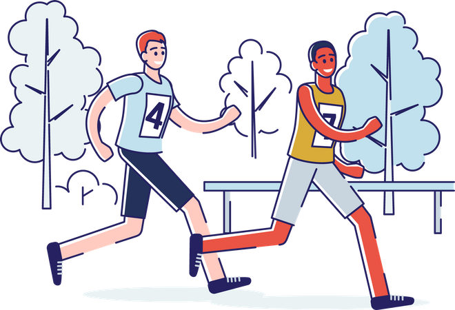 People running in a marathon  Illustration