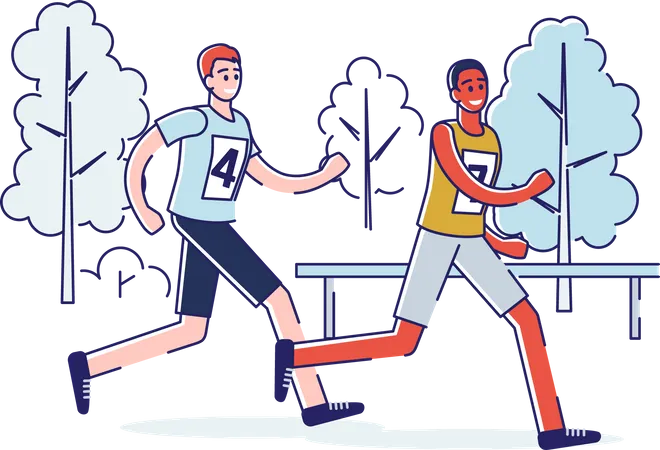 People running in a marathon  Illustration