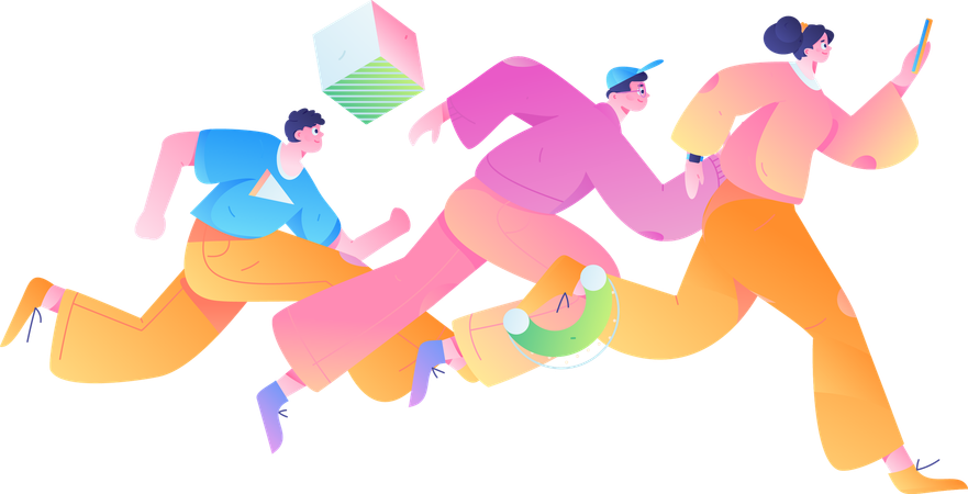 People running in marathon  Illustration