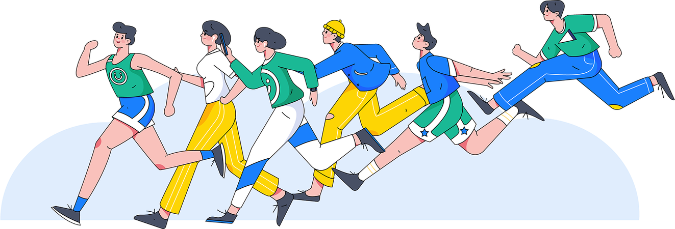 People running in marathon race  Illustration