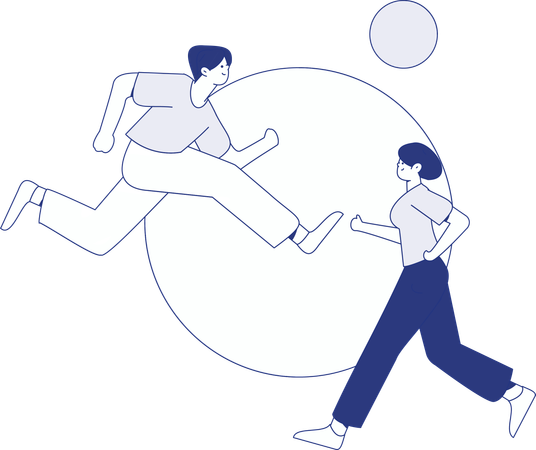 公園で走っている人々  イラスト