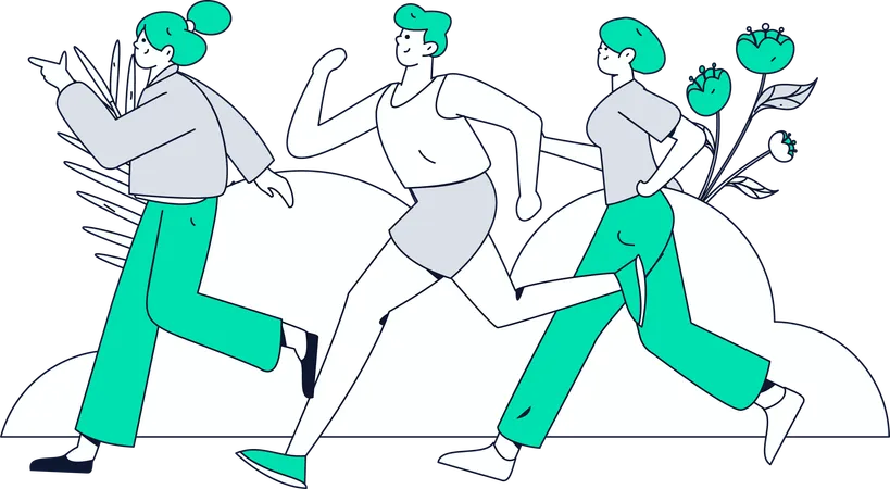 People running in park  Illustration