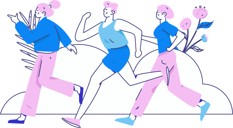 People running in park  Illustration