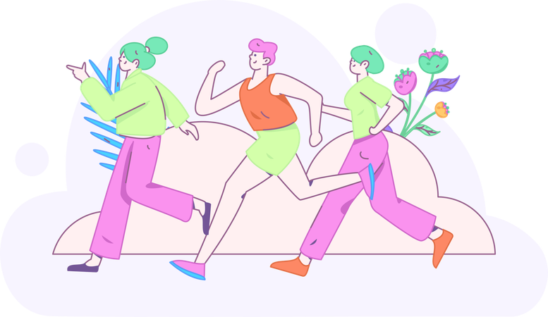 People running in park  Illustration