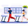 illustration running on treadmill