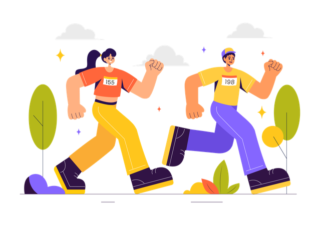 People Running together  Illustration