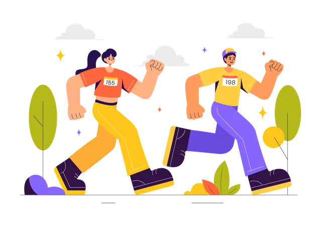 People Running together  Illustration