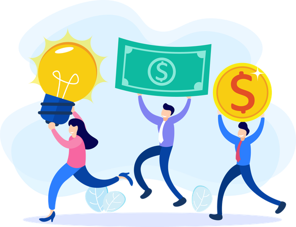 People running with money idea  Illustration