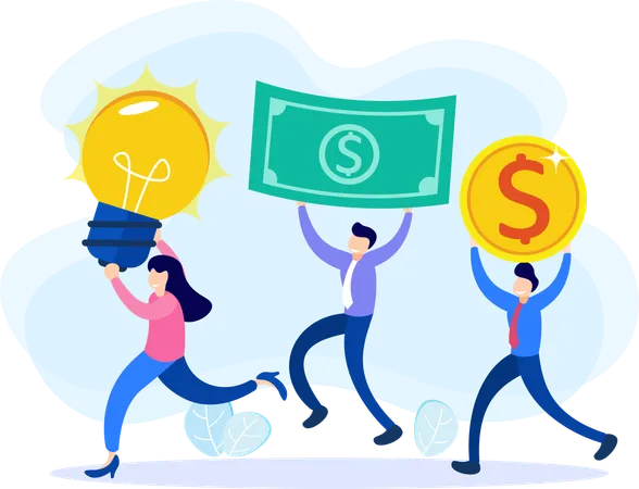 People running with money idea  Illustration