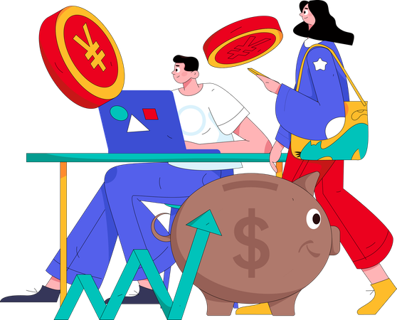 People saving money  Illustration