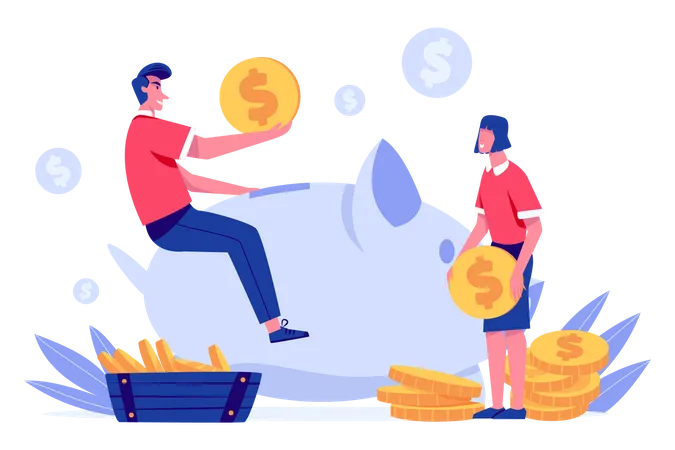 People saving money  Illustration